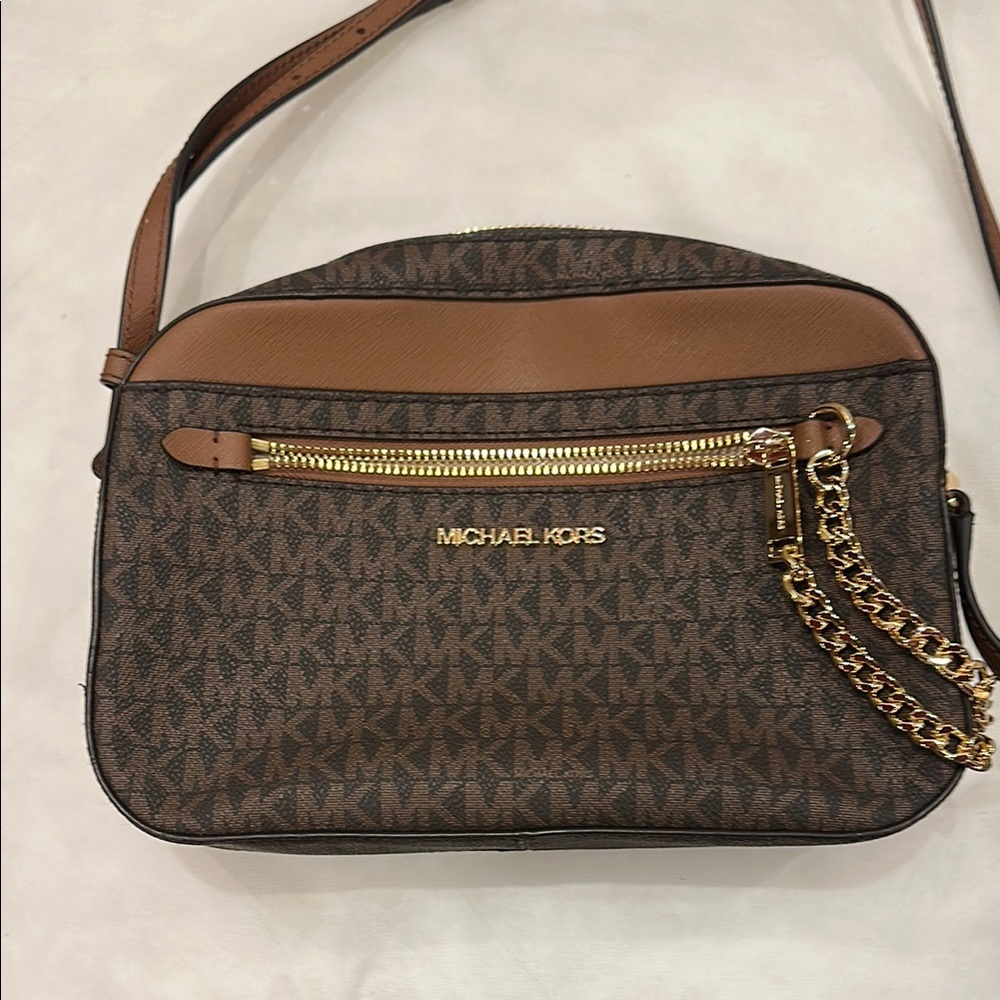Michael Kors Signature Brown and Gold Crossbody